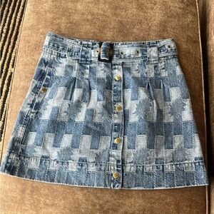 NWT Barbour Bowhill Mini Skirt in Patchwork Denim